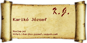 Karikó József névjegykártya